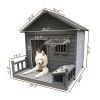 Large dog house, 44.2" long x 44.6" wide x 44.6" high solid wood asphalt roof dog house for large dogs with large terrace