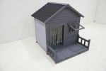 Large dog house, 44.2" long x 44.6" wide x 44.6" high solid wood asphalt roof dog house for large dogs with large terrace