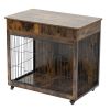 Dog Crate Furniture, Wooden Dog Crate End Table, 38.4 Inch Dog Kennel with 2 Drawers Storage, Heavy Duty Dog Crate