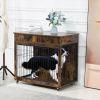 Dog Crate Furniture, Wooden Dog Crate End Table, 38.4 Inch Dog Kennel with 2 Drawers Storage, Heavy Duty Dog Crate