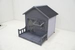 Large dog house, 44.2" long x 44.6" wide x 44.6" high solid wood asphalt roof dog house for large dogs with large terrace