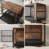 Dog Crate Furniture, Wooden Dog Crate Table, 38.9" Dog Kennel with 2 Sliding Doors and Thick Iron Door Frame