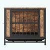 Dog Crate Furniture, Wooden Dog Crate Table, 27.48" Dog Kennel with 2 Sliding Doors and Thick Iron Door Frame