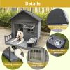 Large dog house, 44.2" long x 44.6" wide x 44.6" high solid wood asphalt roof dog house for large dogs with large terrace