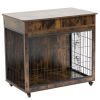 Dog Crate Furniture, Wooden Dog Crate End Table, 38.4 Inch Dog Kennel with 2 Drawers Storage, Heavy Duty Dog Crate