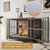 Dog Crate Furniture, Wooden Dog Crate Table, 38.9" Dog Kennel with 2 Sliding Doors and Thick Iron Door Frame