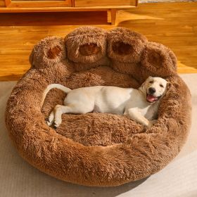 Kennel Warm Medium Large Dog Corgi Golden Retriever Bed Fleece-lined Sofa Mattress (Option: Dark Coffee Color-L Diameter 60cm)