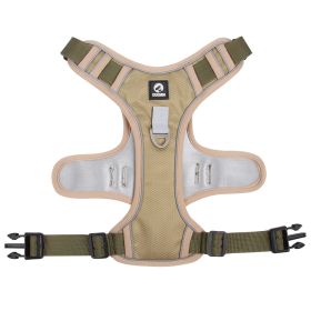 dog Harnesses; Cross border New Pet Towing Rope Vest Large Dog Chest Strap Reflective Explosion proof Flushing Dog Towing Rope (colour: Khaki, Specification (L * W): M)