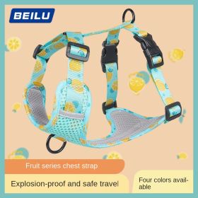 dog Harnesses; New style dog chest strap vest type big dog chest strap explosion-proof flush walking dog rope reflective pet traction rope (colour: Lake blue, Specification (L * W): S)