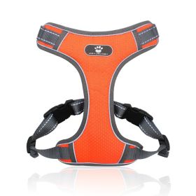 dog Harnesses; Pet Traction Rope Mesh Breathable Big Dog Chest Strap Vest Reflective Dog Rope Spot Wholesale (colour: orange, Specification (L * W): L (32-55 kg))