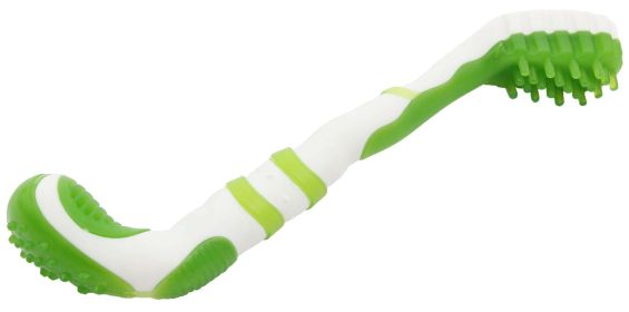 Pet Life 'Dental-Brush' TPR Durable Tooth Brush and Dog Toy (Color: Green)