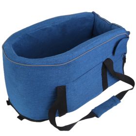 Console Pet Car Seat with Storage Pocket Booster Car Seat Portable Pet Travel Bag Machine Washable Pet Seat Fit For Small Dog Cat (Color: Blue)