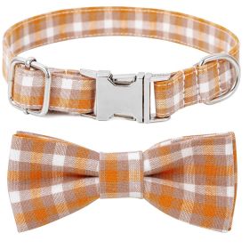 Plaid Dog Collar with Bow Pet Gift Adjustable Soft and Comfy Bowtie Collars for Small Medium Large Dogs (colour: Style 2, size: S 2.0x40cm)